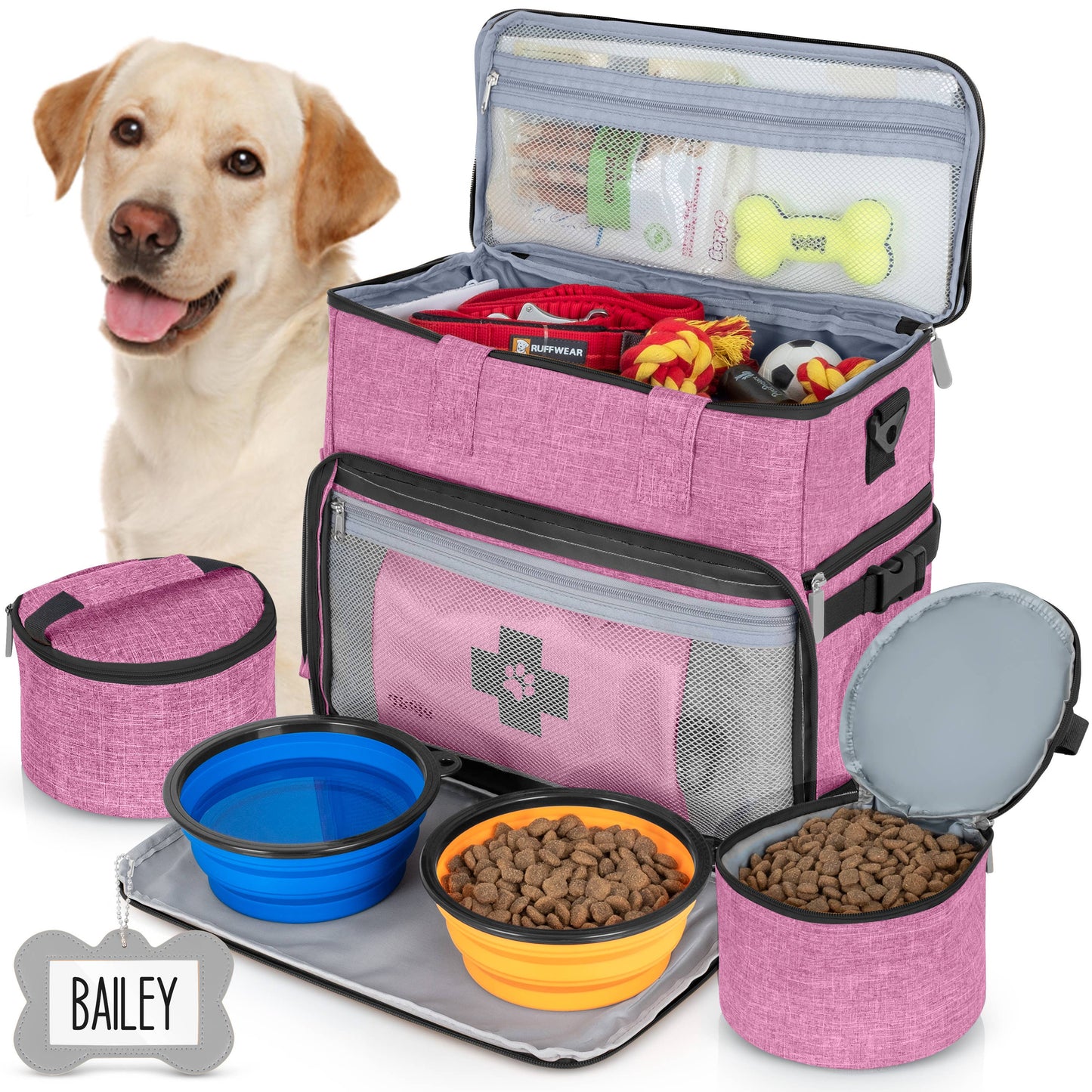 Dog Travel Tote Bag Weekend Organizer, Airline Approved: Gray