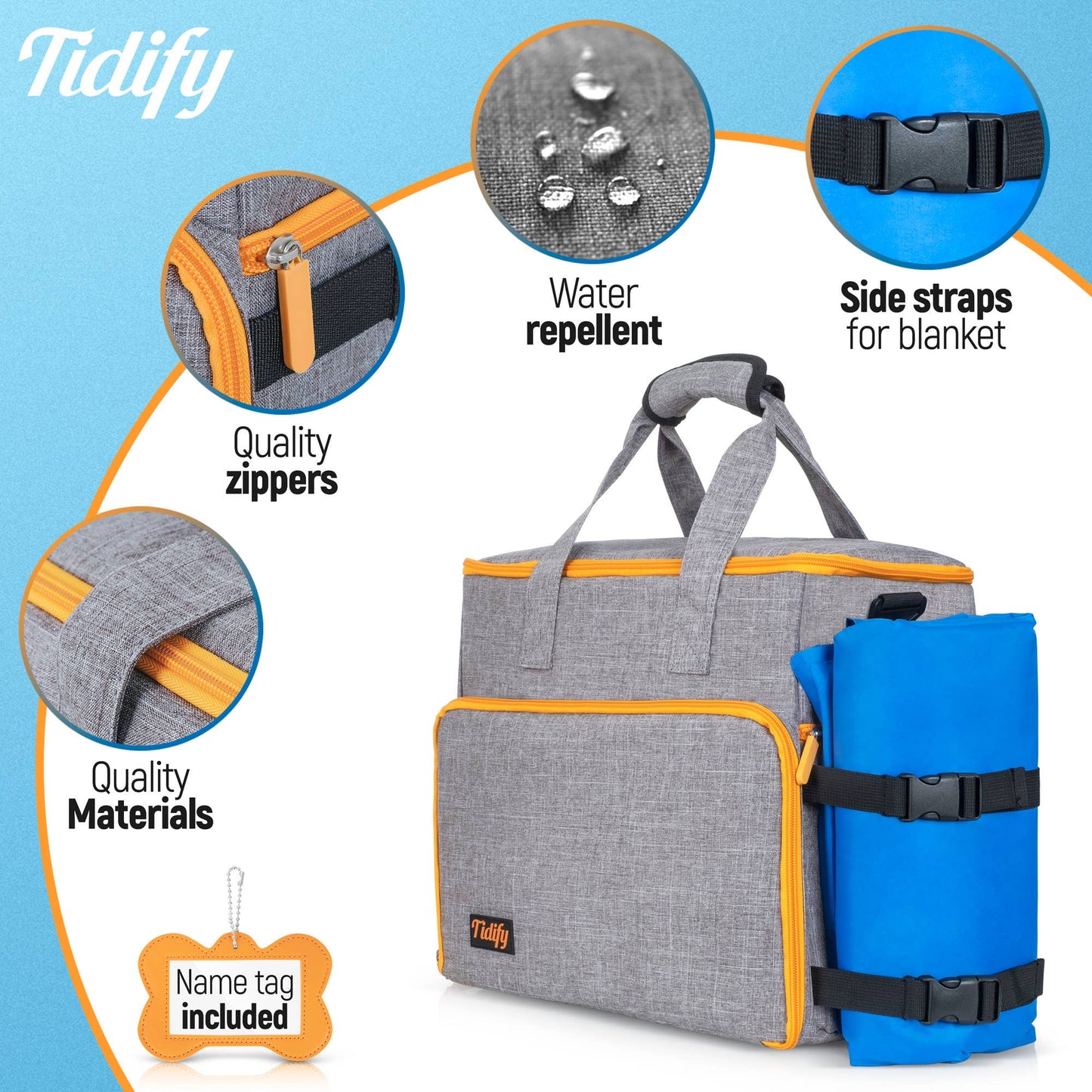 Dog Travel Tote Bag Weekend Organizer, Airline Approved: Gray