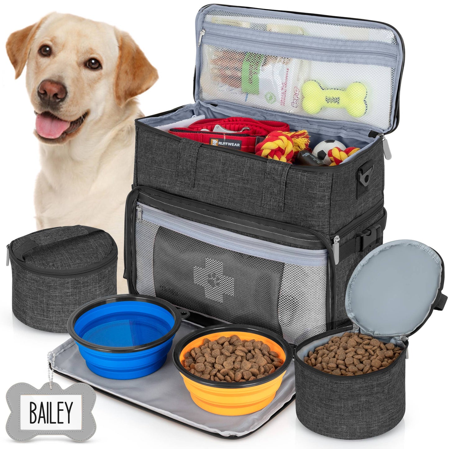 Dog Travel Tote Bag Weekend Organizer, Airline Approved: Gray