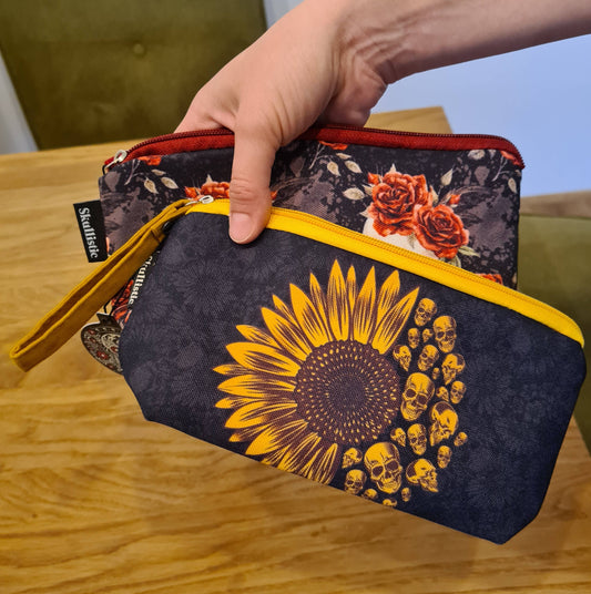 Sunflower Skulls Makeup Bag