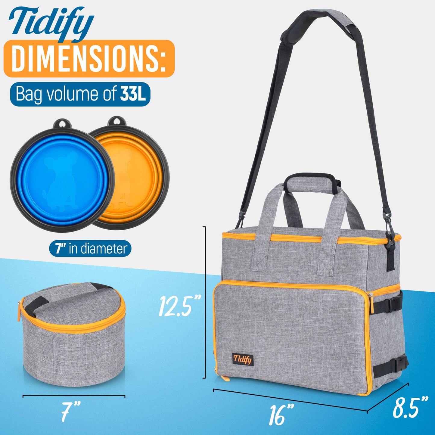 Dog Travel Tote Bag Weekend Organizer, Airline Approved: Gray