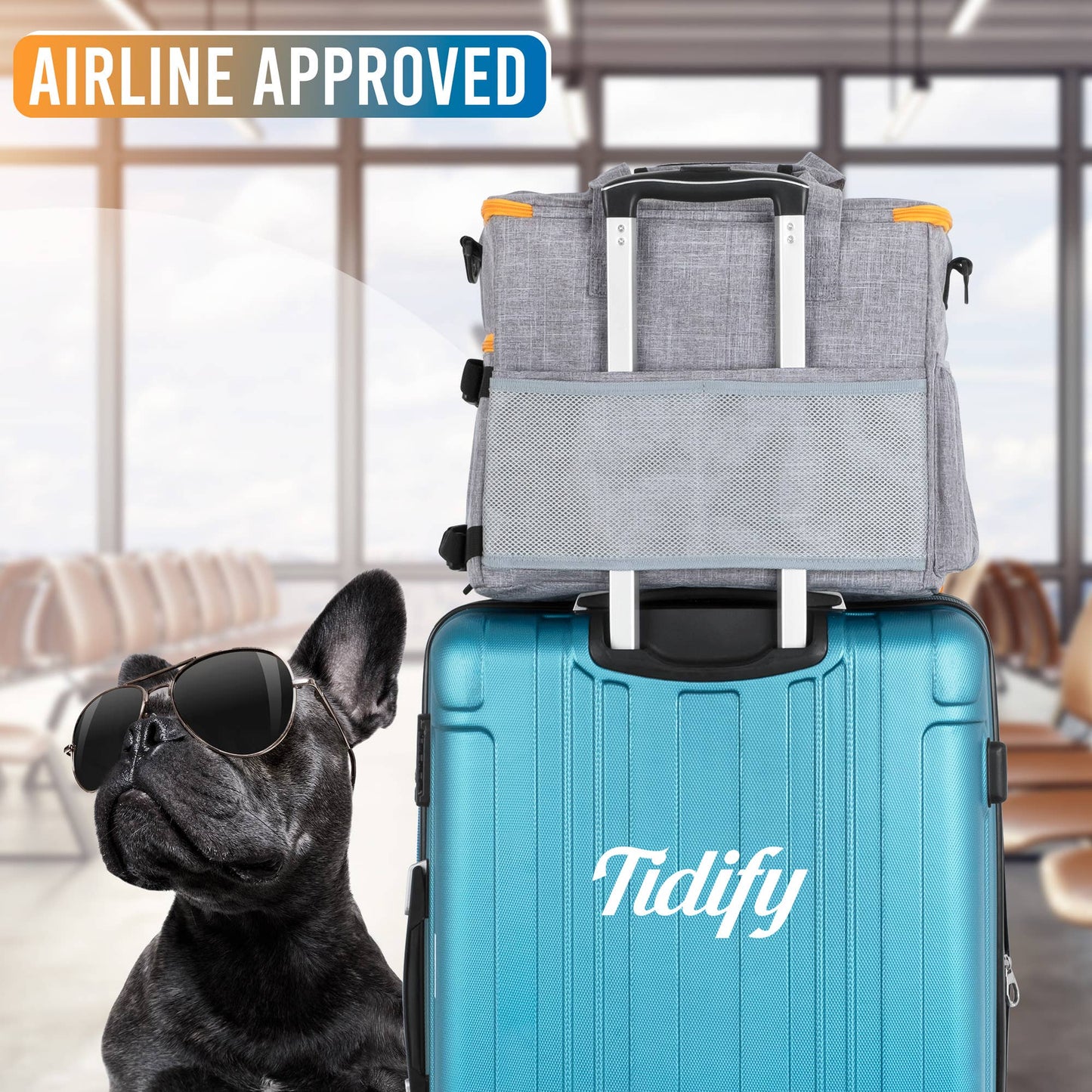 Dog Travel Tote Bag Weekend Organizer, Airline Approved: Gray